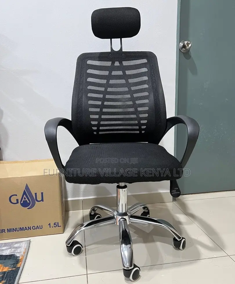 Office Chair:Ergonomic Headrest-Equipped Task Chair