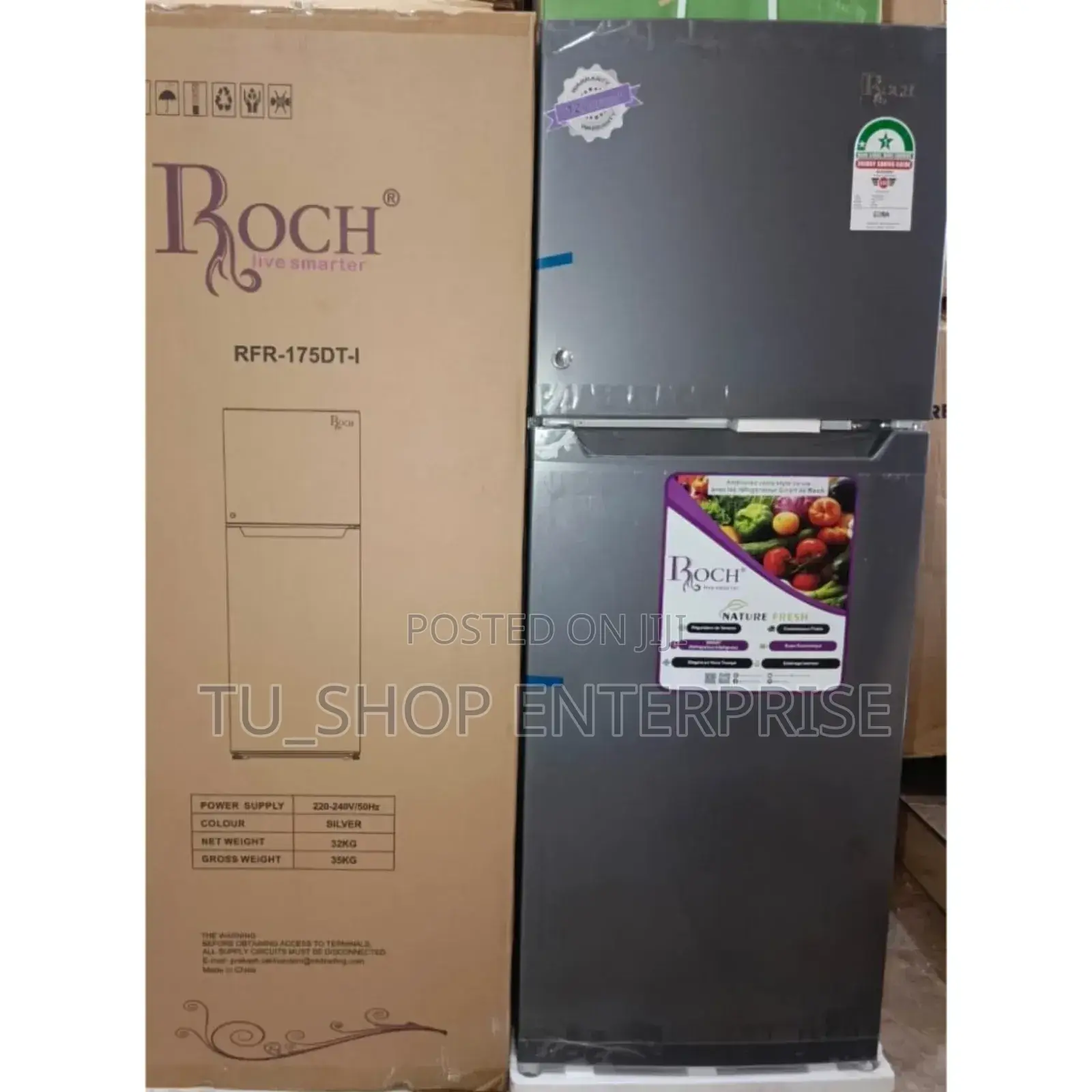 Roch RFR-210-Dt-I Double Door Refrigerator, 170l - Silver