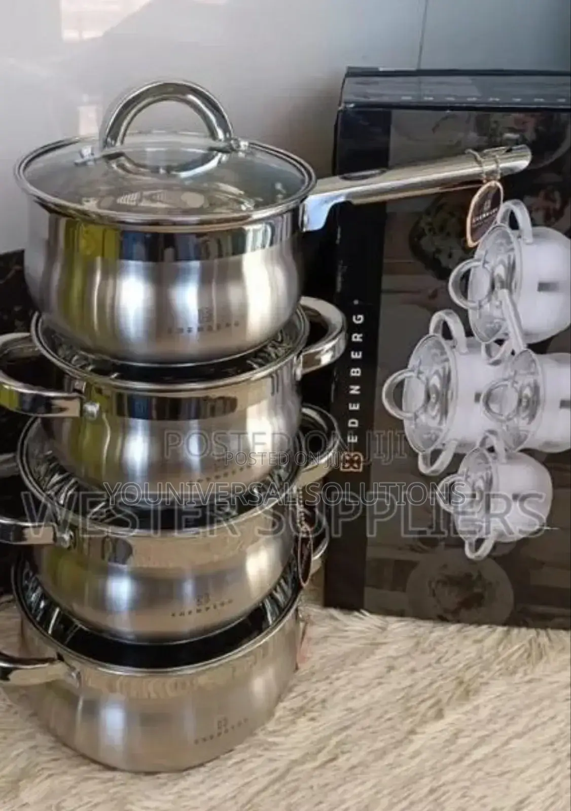 8 Pieces Edenburg Eb-3717 Stainless Steel Cookware Set