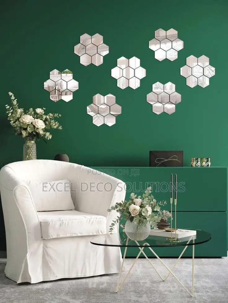 Easy to Apply Wall Mirrors- Hexagon Acrylic Mirrors