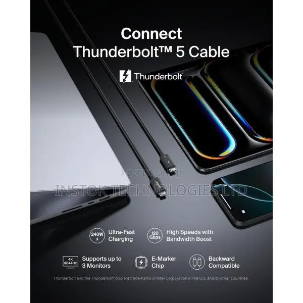 Belkin Connect Thunderbolt 5 Cable 240w 1m