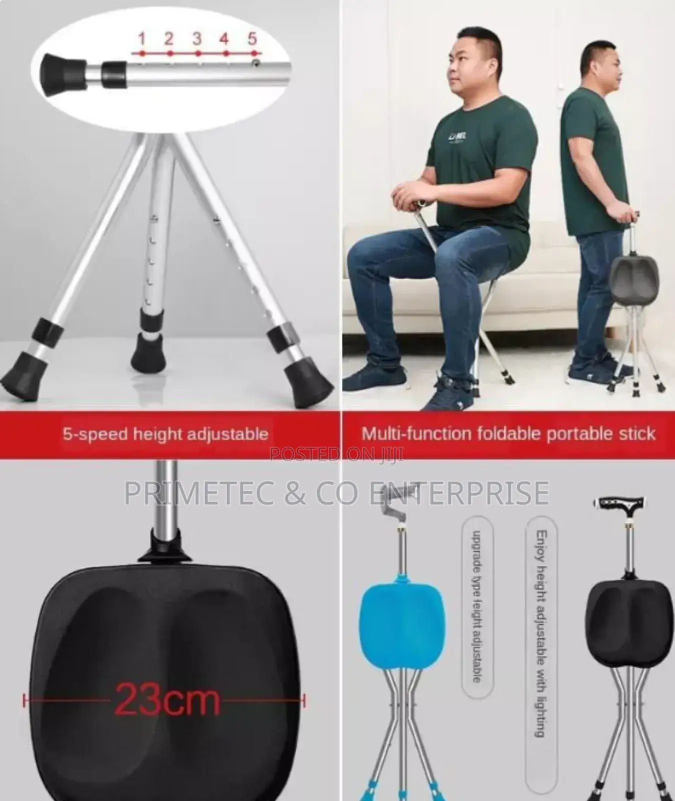 2 in 1 Elderly Walking Stick Cum Stool