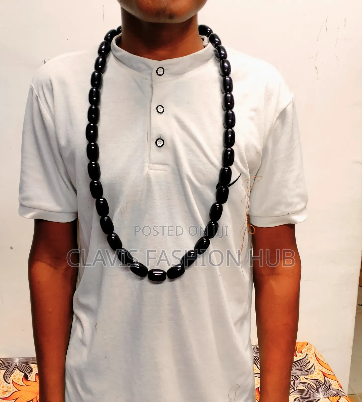 Large Beaded Black Nigerian Necklace