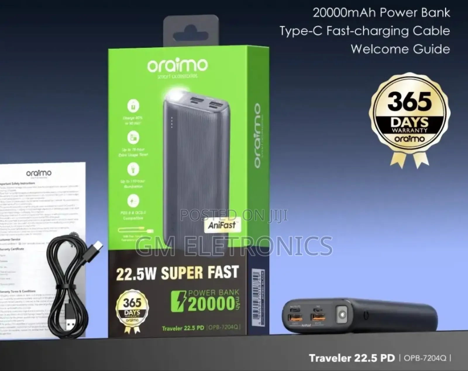 Traveler 22.5 Pd 20000mah 22.5w Powerbank (Opb-7204q)-Torch