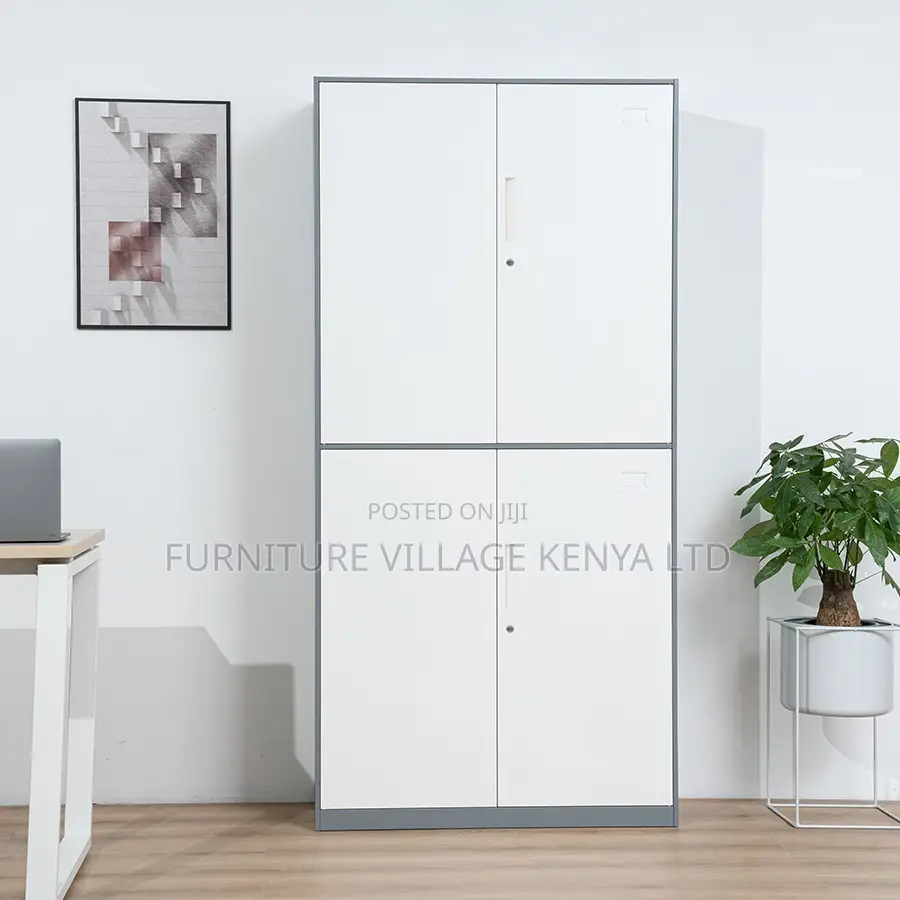 Cabinets: Executive 4-Door Steel Storage Unit for Staff