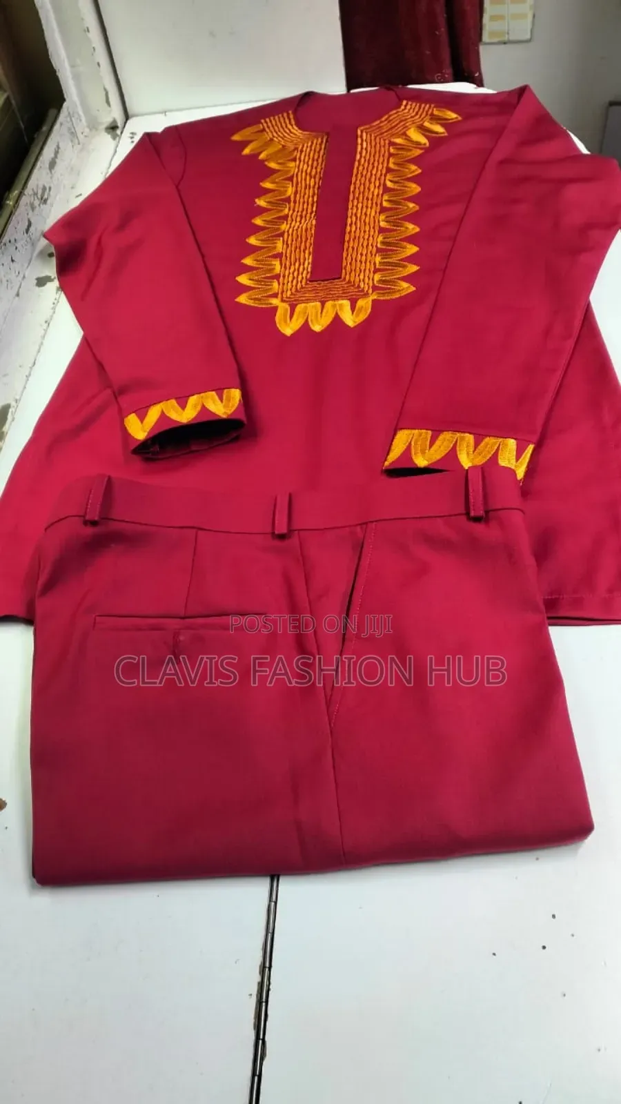 Red Hot Warrior Men Suit With Embroidery