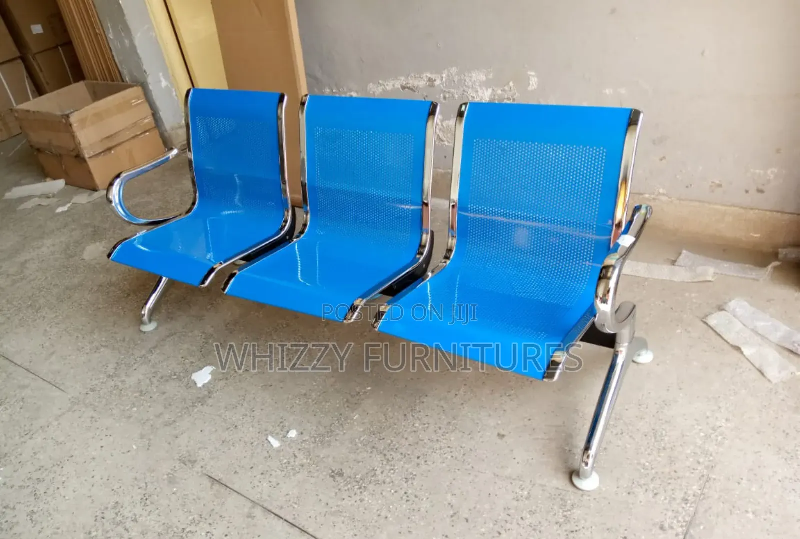 Blue Hospital Waiting Bench