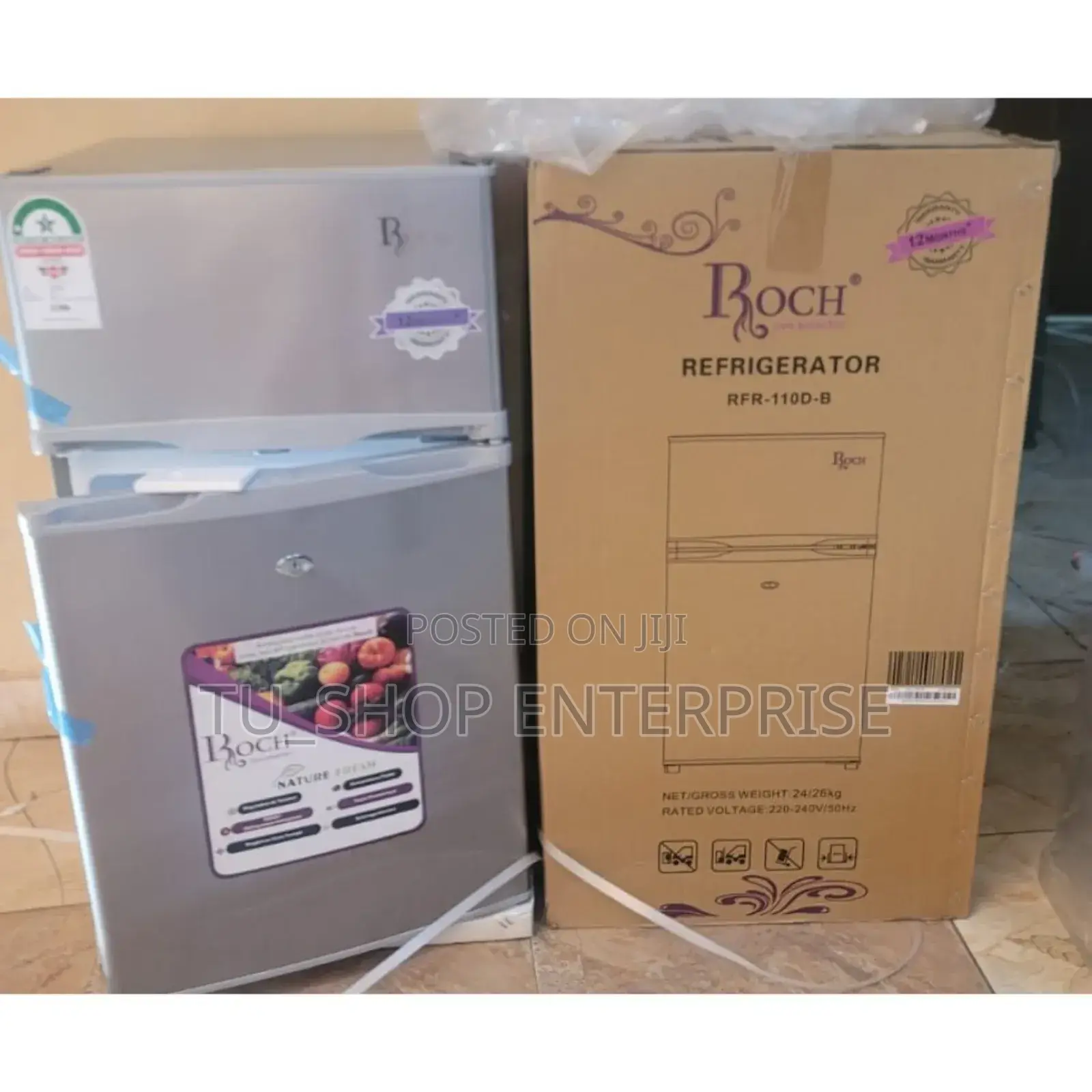 Roch RFR-110d-B Double Door Fridge, 85l - Silver