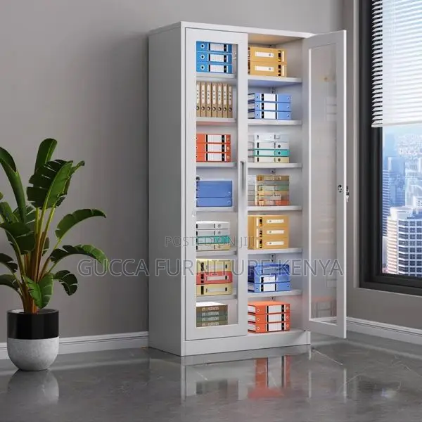 Cabinets:2-Door Open Front Storage Cabinet in White Color