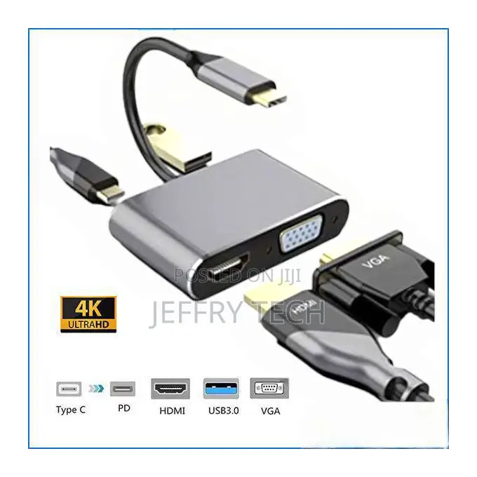 4 in 1 Usb Type-C to Hdmi Vga Multiport Adapter