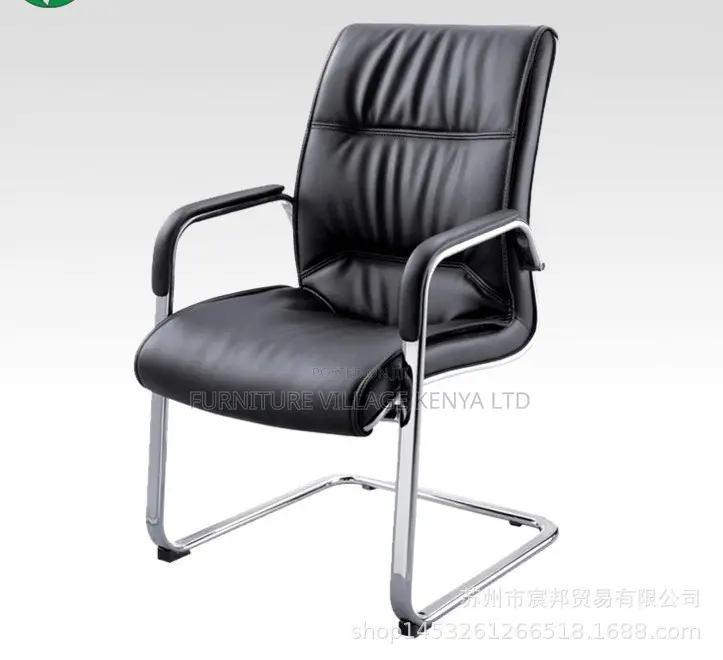 Office Chair:Leather Upholstered Bow-Frame Chair for Meeting