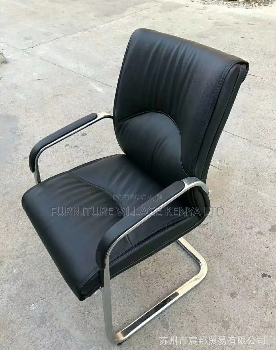 Office Chair:Leather Upholstered Bow-Frame Chair for Meeting