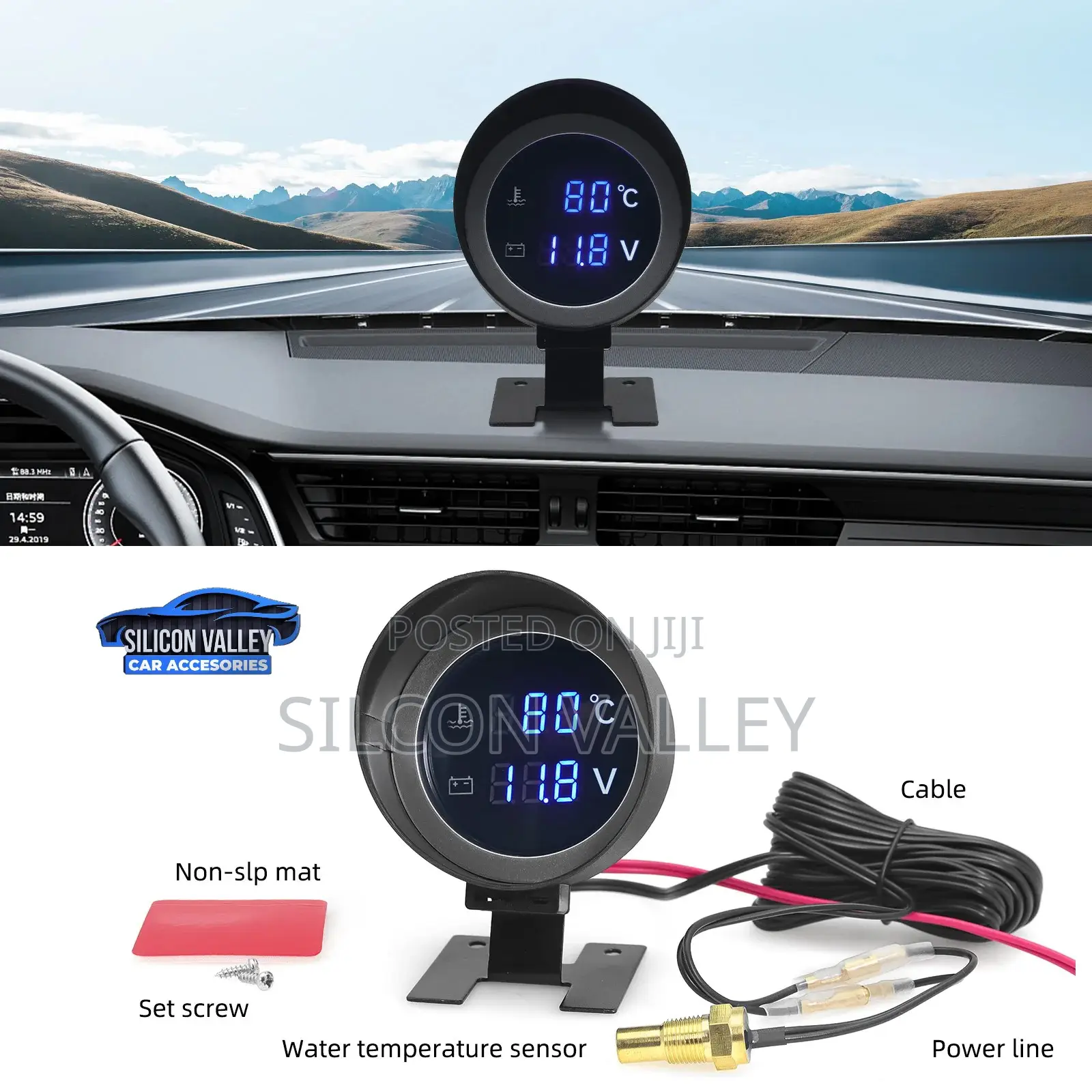 Car Engine (Water/ Coolant ) Tempature Gauge With Voltage