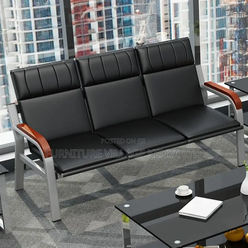 Office Sofa:5-Seater Modern Visitor Sofa With Padded Armrest