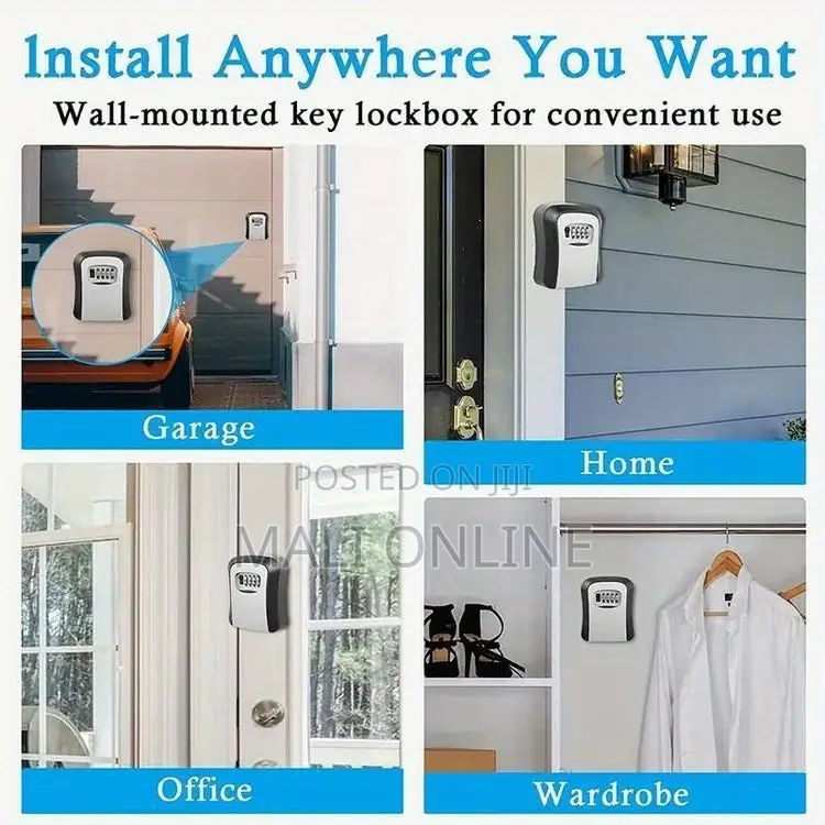 Key Lock Box Wall Mounted Safe 4 Digit Password Combination