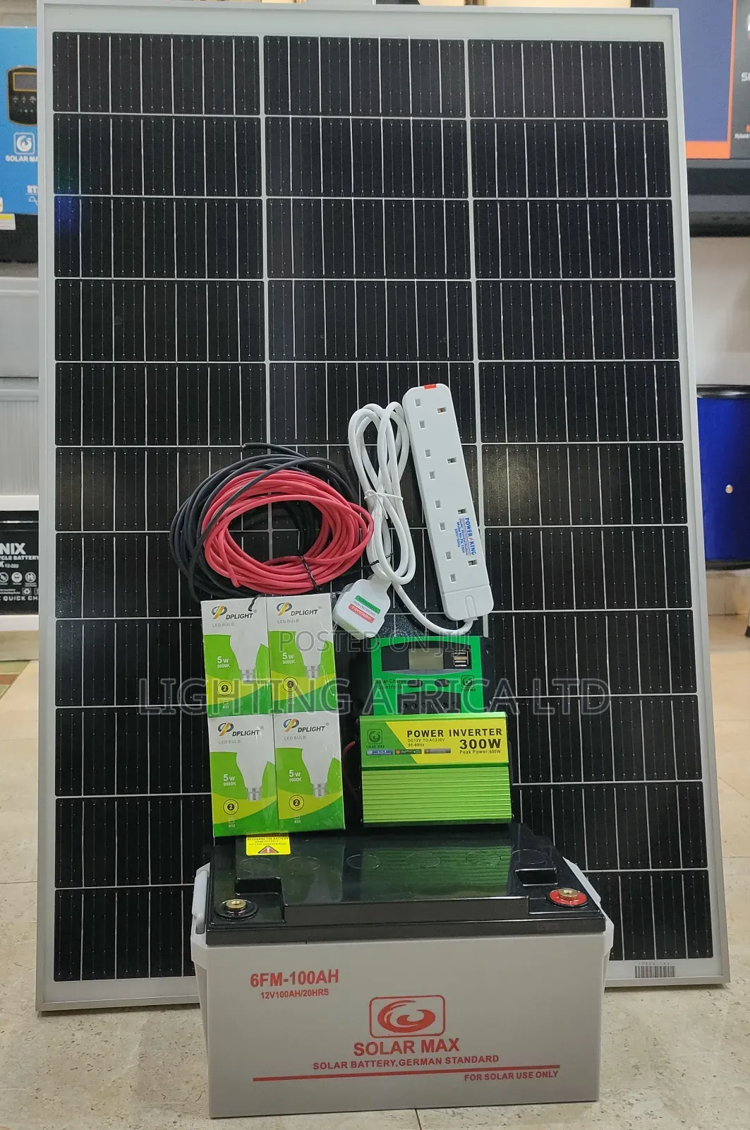 Mwanga 150w Solar Kit(100ah Battery + 300w Inverter + 20a Controller)