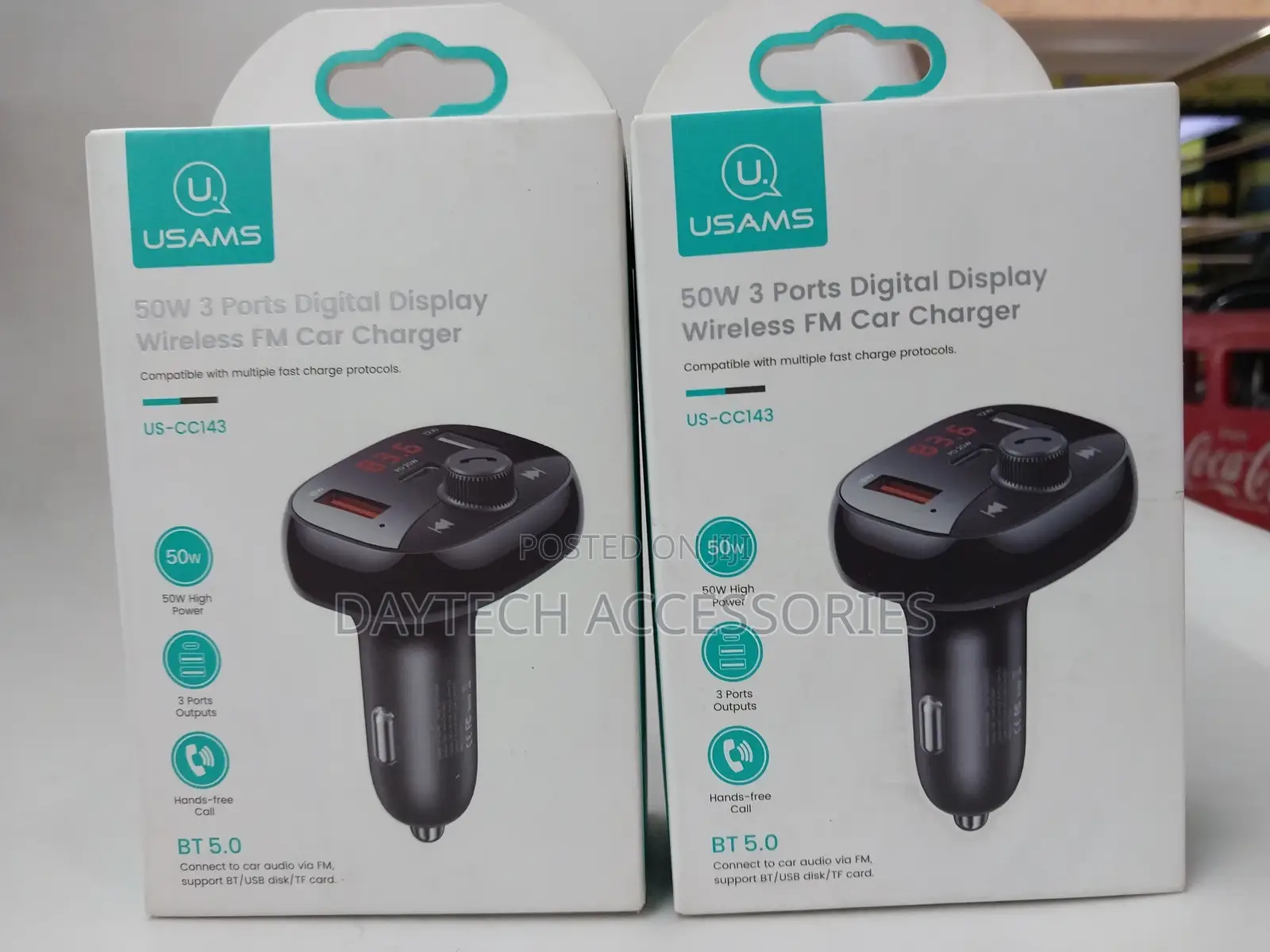 Usams 50w 3 Ports Digital Display Fm Transmitter Car Charger