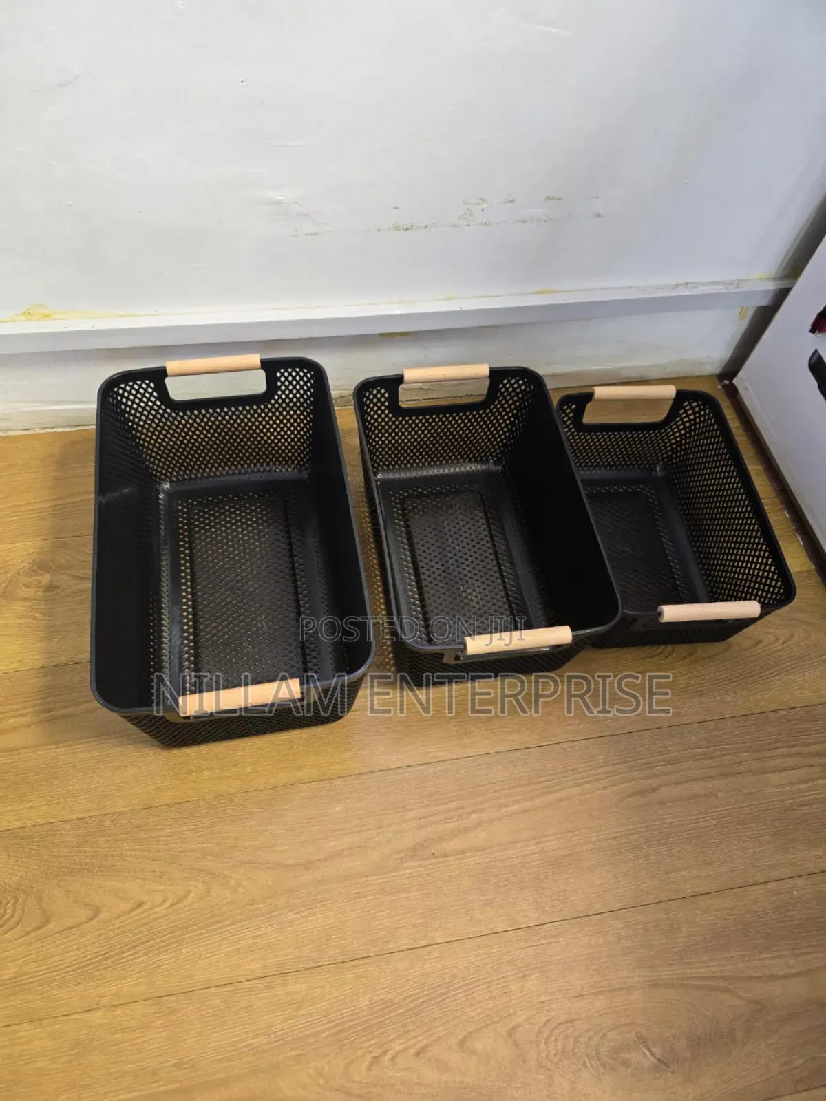3pcs Extra-Large Mesh Plastic Storage Baskets