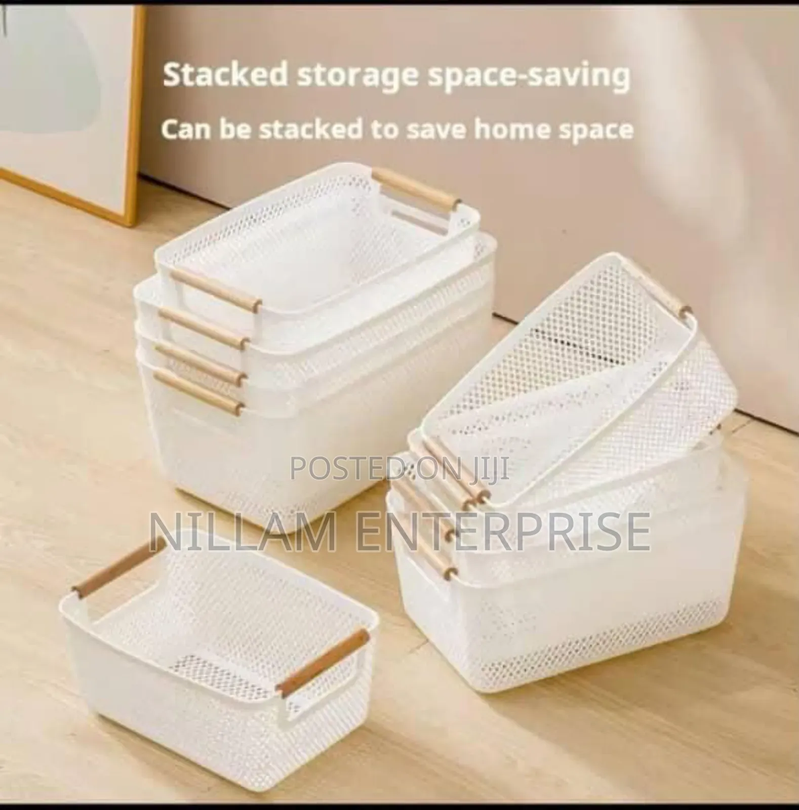 3pcs Extra-Large Mesh Plastic Storage Baskets