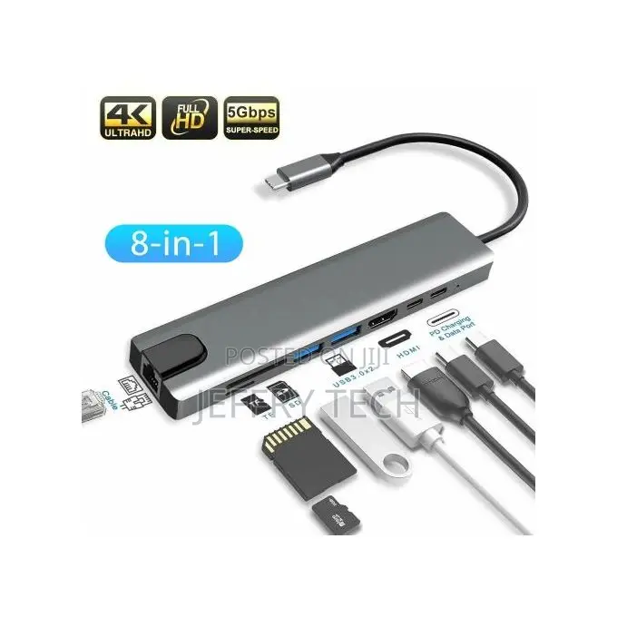 Usb C Hub Type C to Hdmi, Usb 3.0, 8 in 1, for Hp Deel Pro
