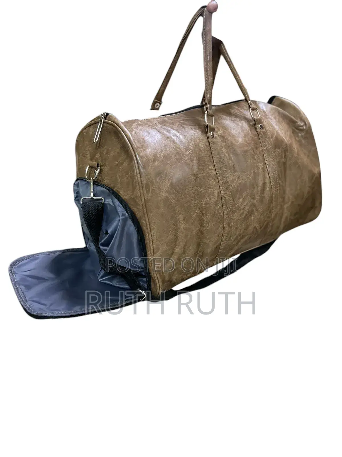 Traveling Leather Bag With Shoe Compartment