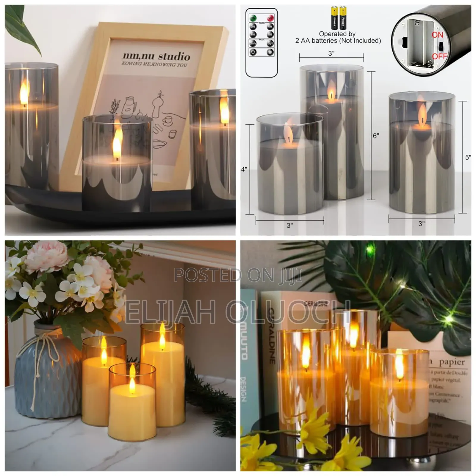 A Set of 3 Led Smokeless Non Drip Candles