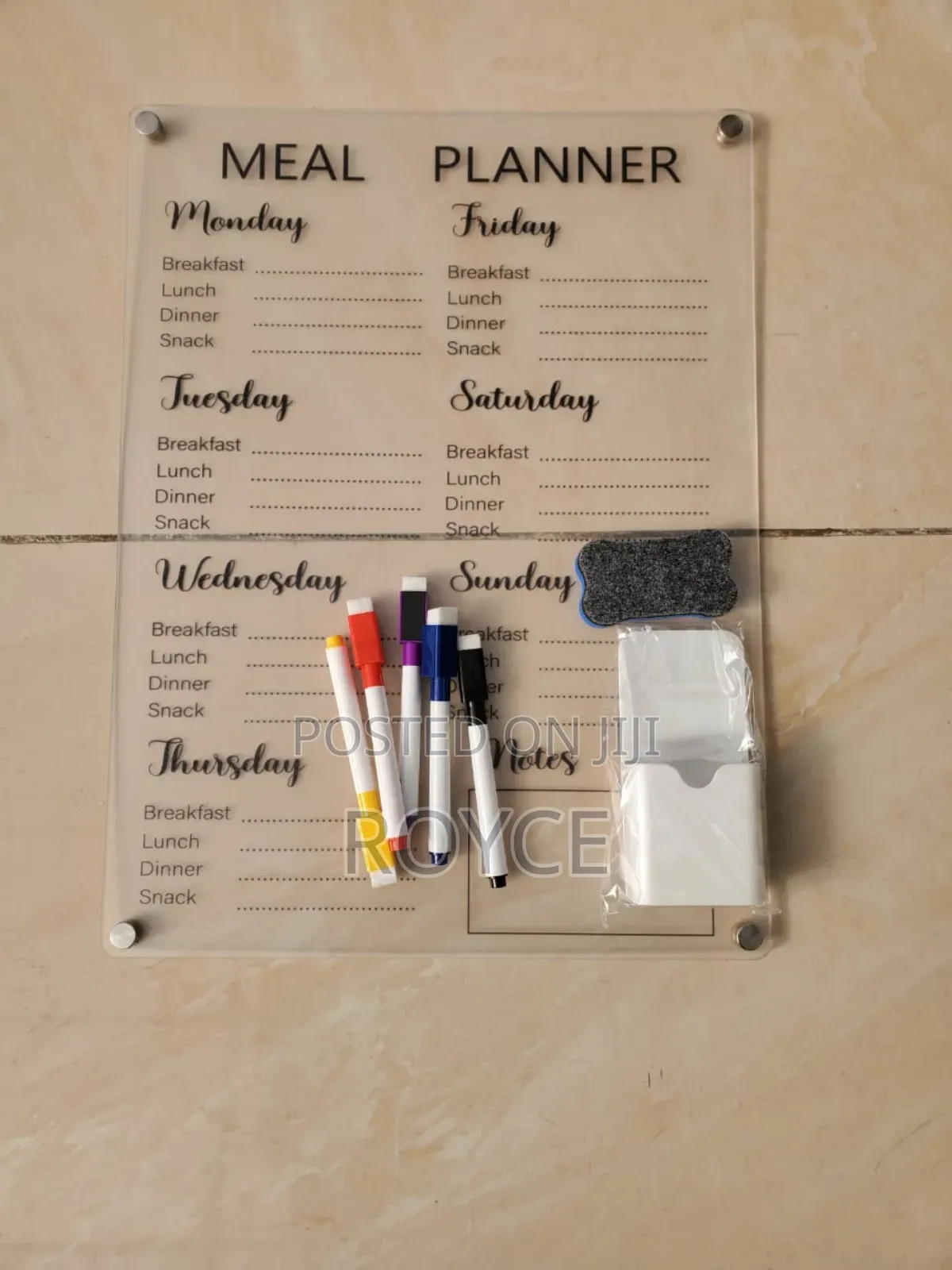 Magnetic Refrigerator Meal Plannner