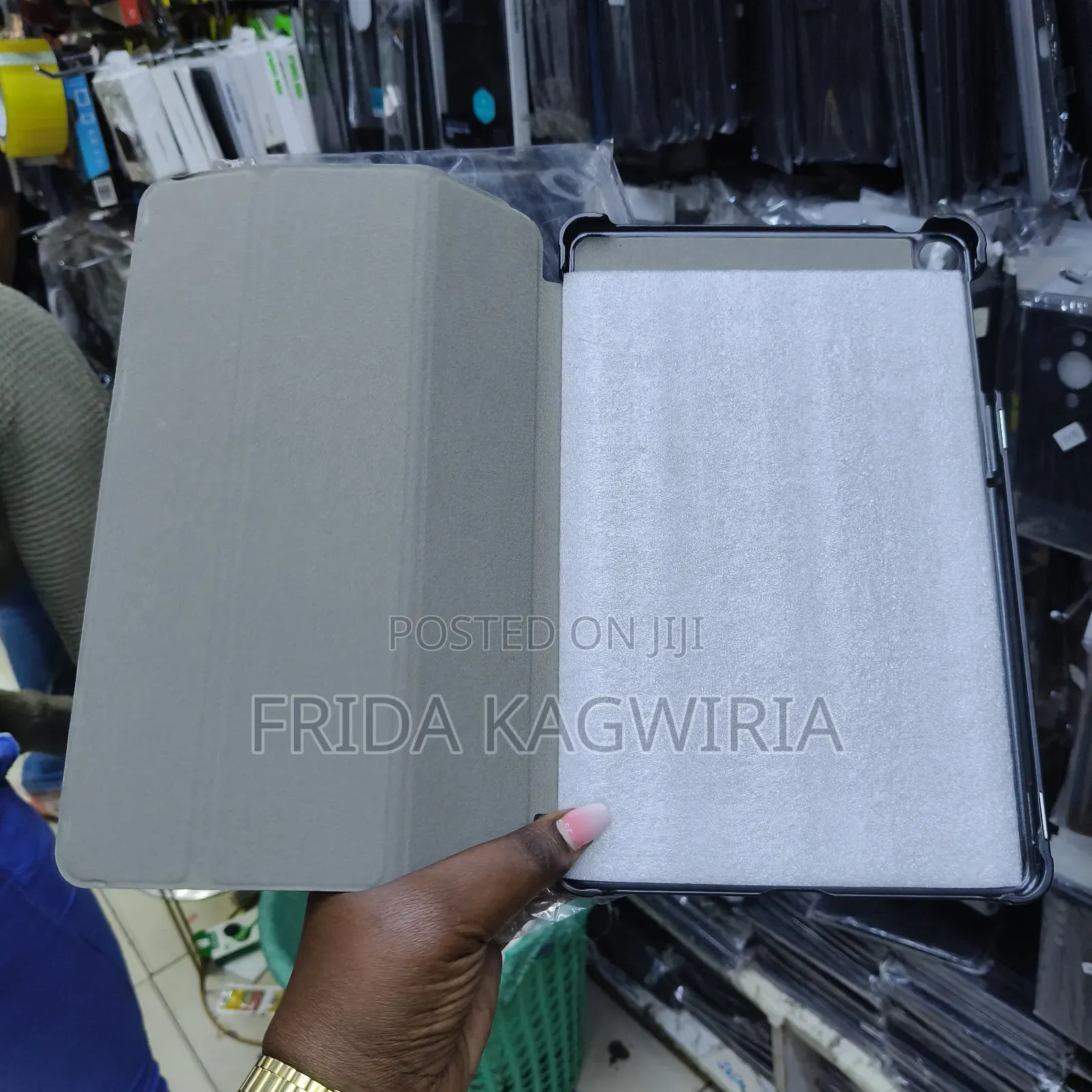 Samsung Galaxy Tab S7 Leather Flip Cover ( Black And Gray