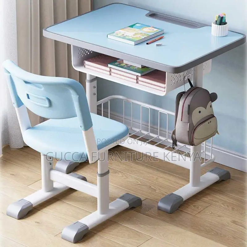 Kid's Furniture:Light Blue Kids Computer Desk With Chair