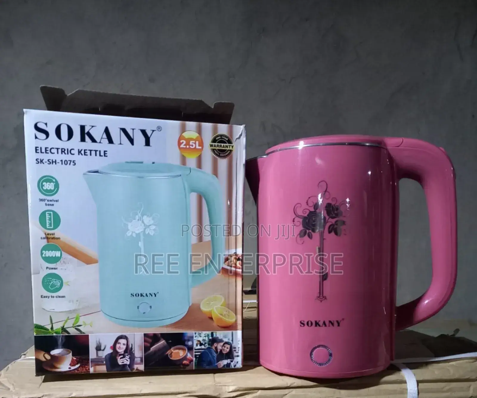 Efficient Sokany Electric Kettle 2.5ltrs Plastic Coated