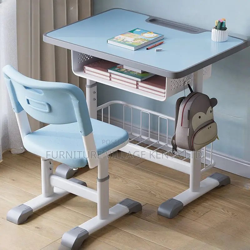Kid's Furniture;Modern Blue Kids School Desk With Chair Set