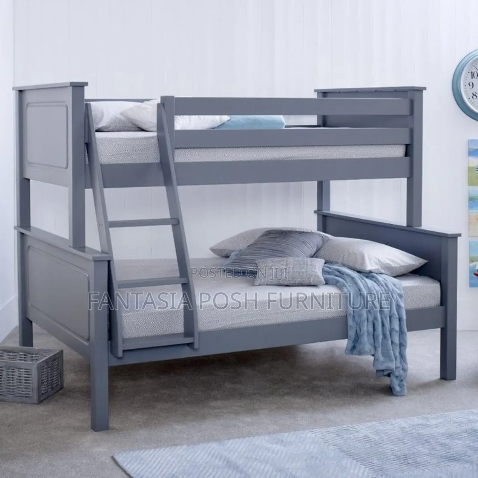 4x6 Grey Wood Finish Double Decker Bed - Free Delivery