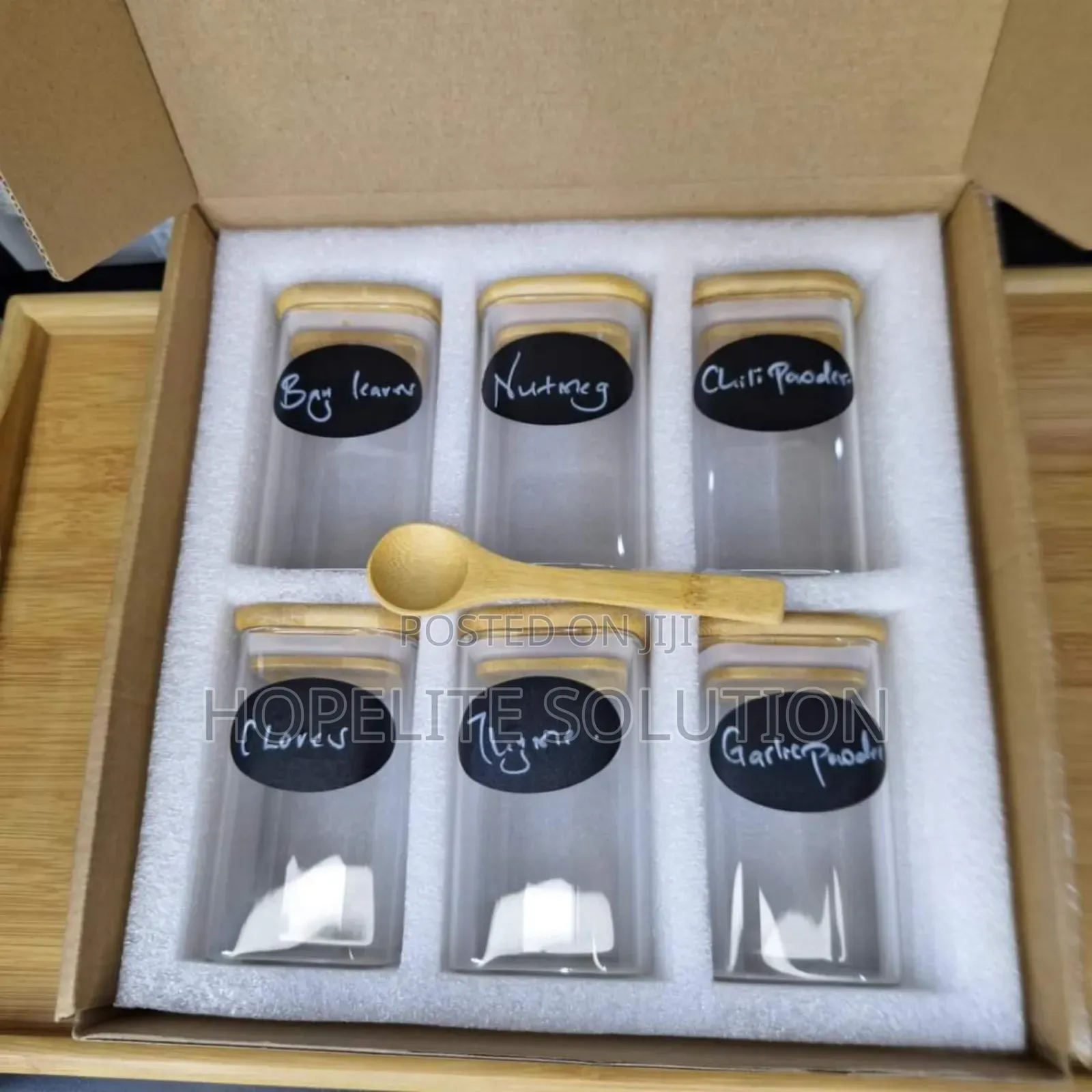 6 Pack Square Glass With Bamboo Lid