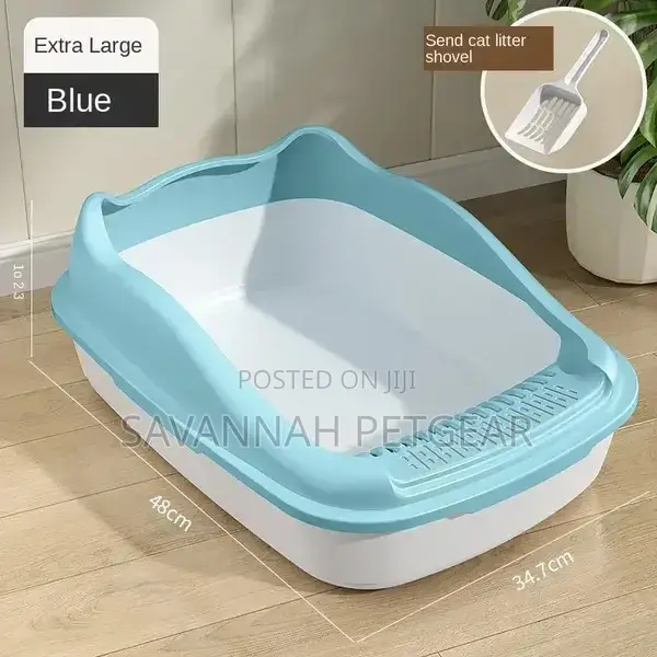 Spatter-Proof Semi-Enclosed Cat Litter Box+Free Litter Scoop