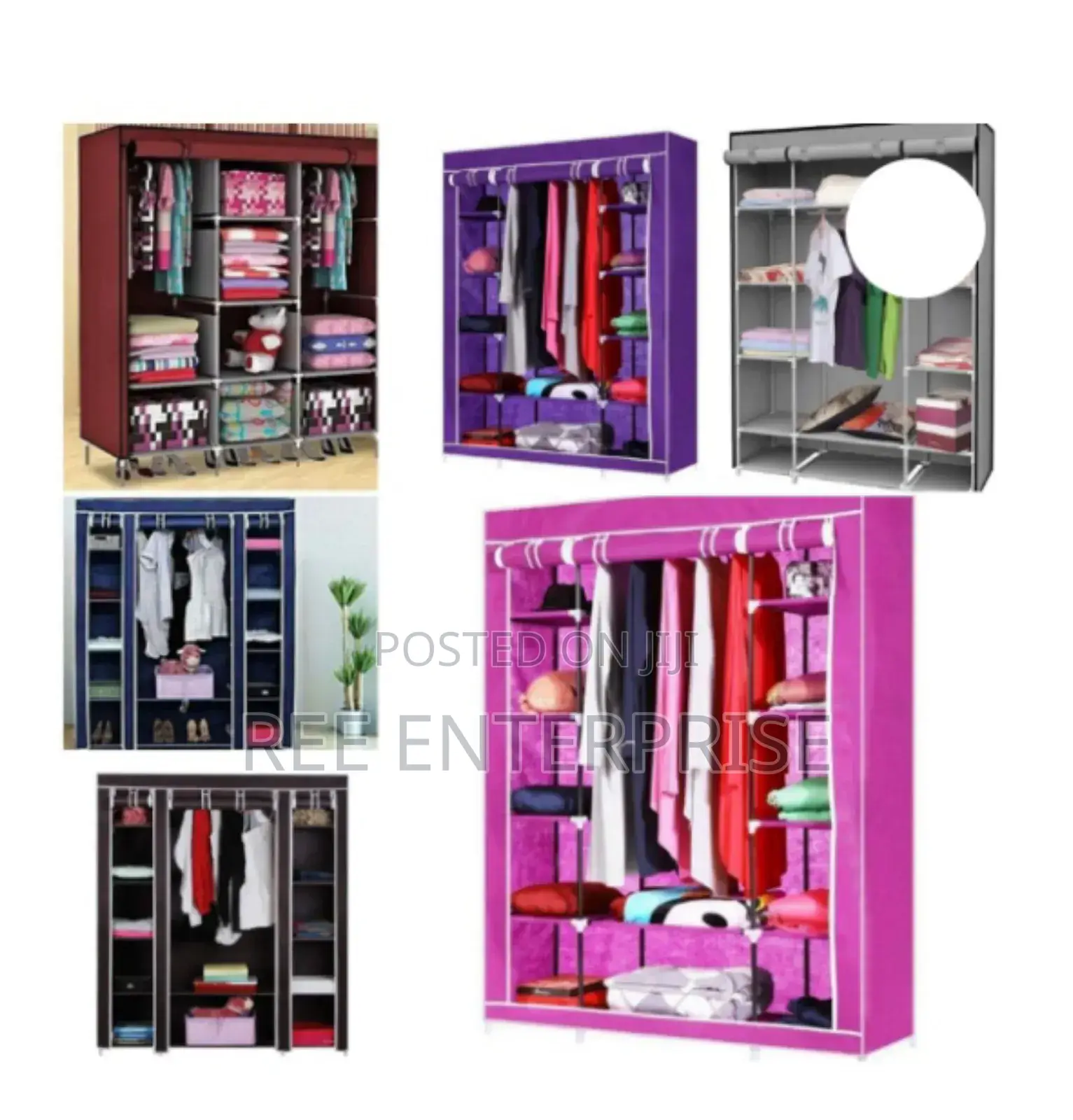 Modern Aesthetic 4-Column Portable Metallic Wardrobe