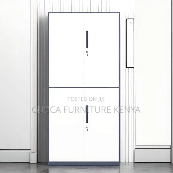 Cabinets: Casual Style Gray-white Storage 4 Door Cabinet