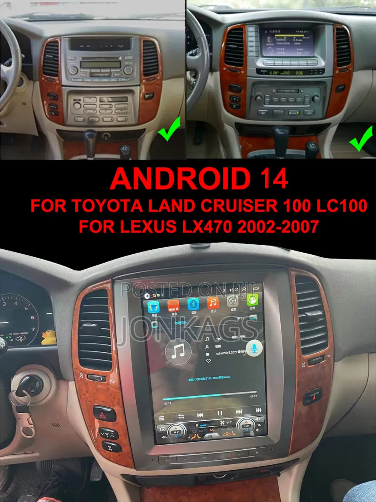 Android Tesla for Landcruiser 100 2003-2007 Lexus 470 2004/6