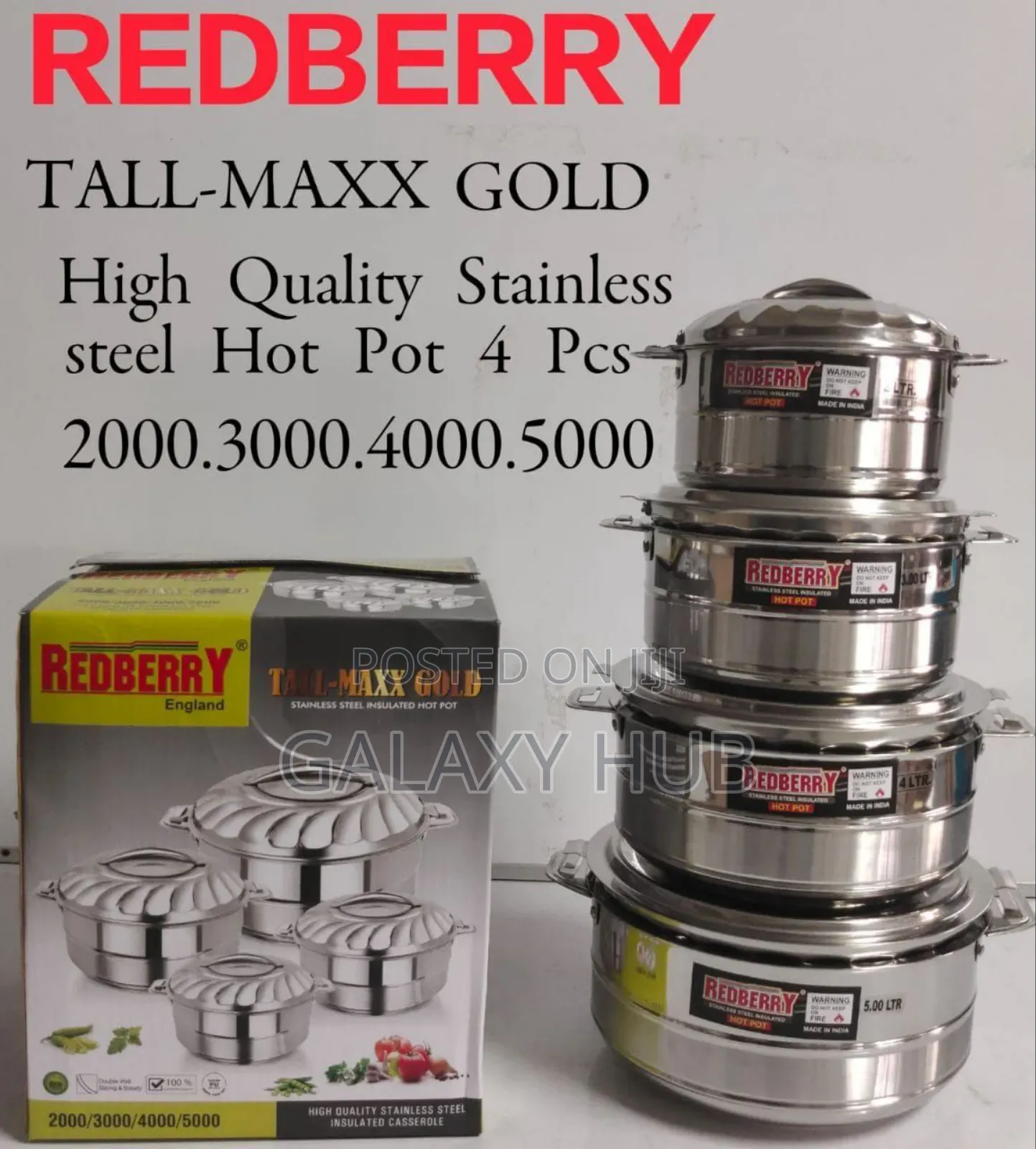 Redberry Stainless Steel Insulated Hotpot 4pcs