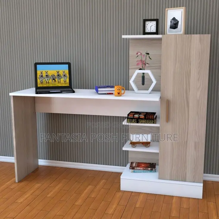Elegant Wood and Black Desk With White Accents