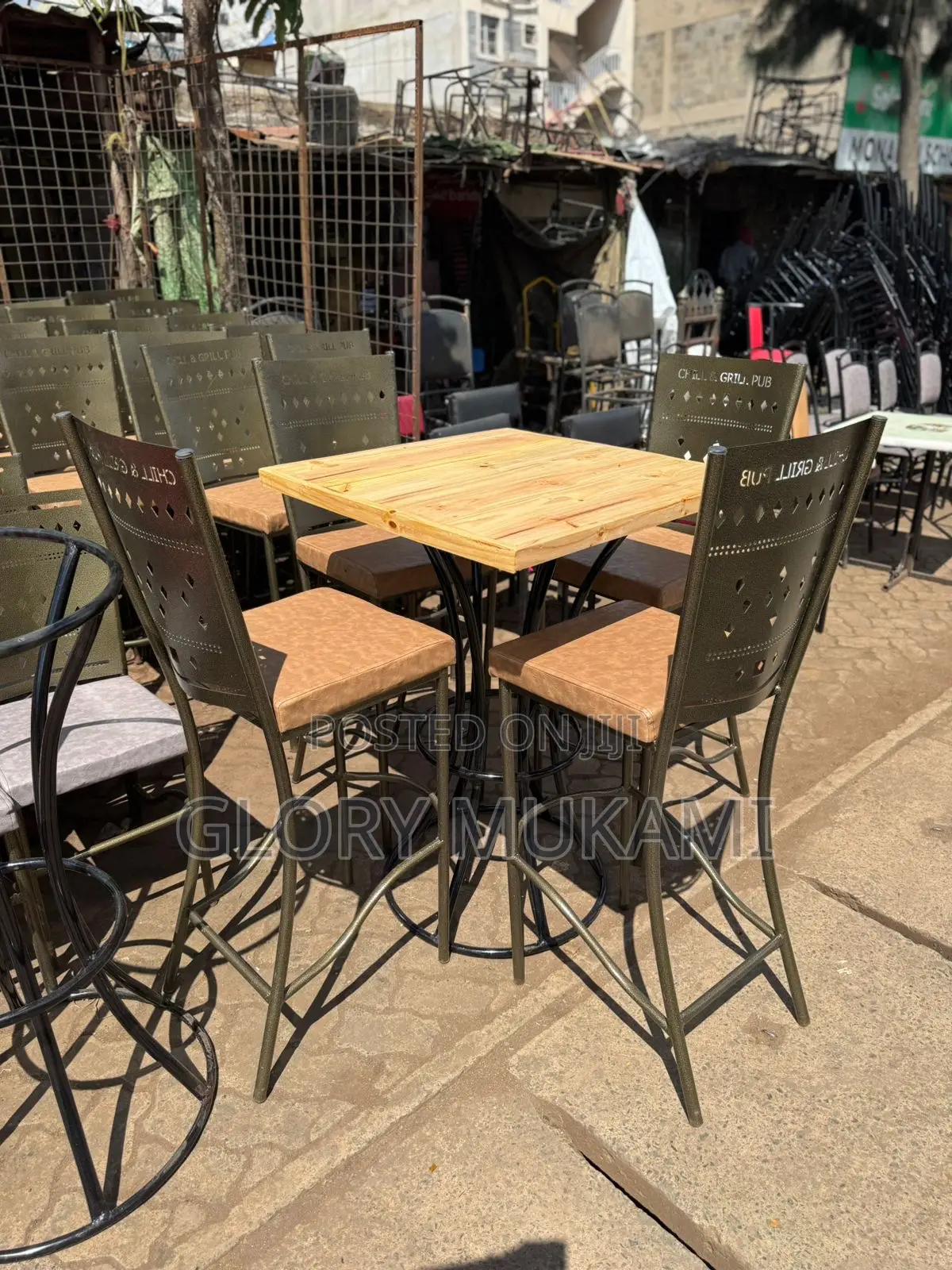 Restaurant And Bar High Table And Wooden Square Table