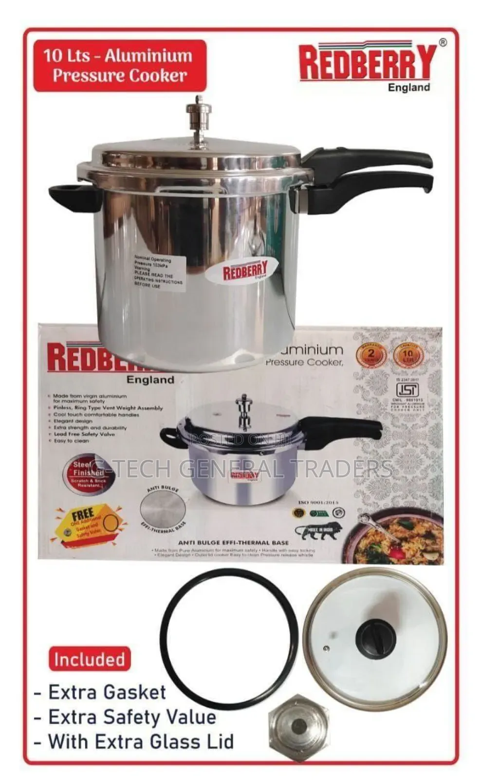 Redberry One Handle Pressure Cooker 10l