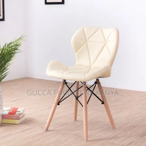 Home Chairs:Eames Padded Side Chair With Wood Grain Legs