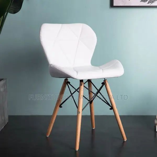 Dining Chair: Cushioned Side Eames Chair With Faux Wood Legs