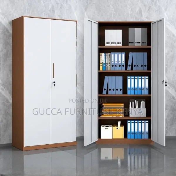 Cabinets; Gray-White 2-Door Metallic Filling Cabinet Unit