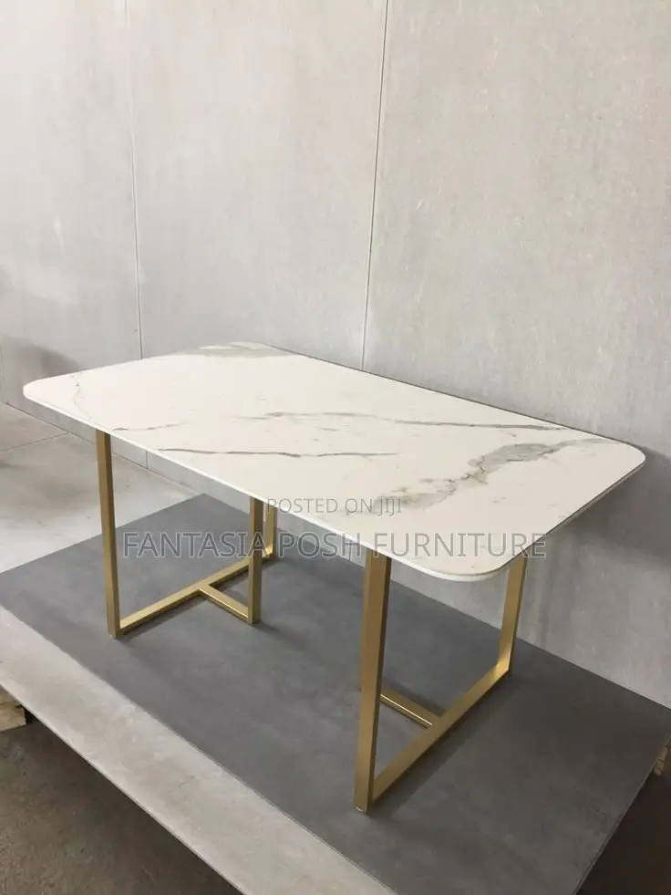 Sleek General Purpose Table With White Marble Top