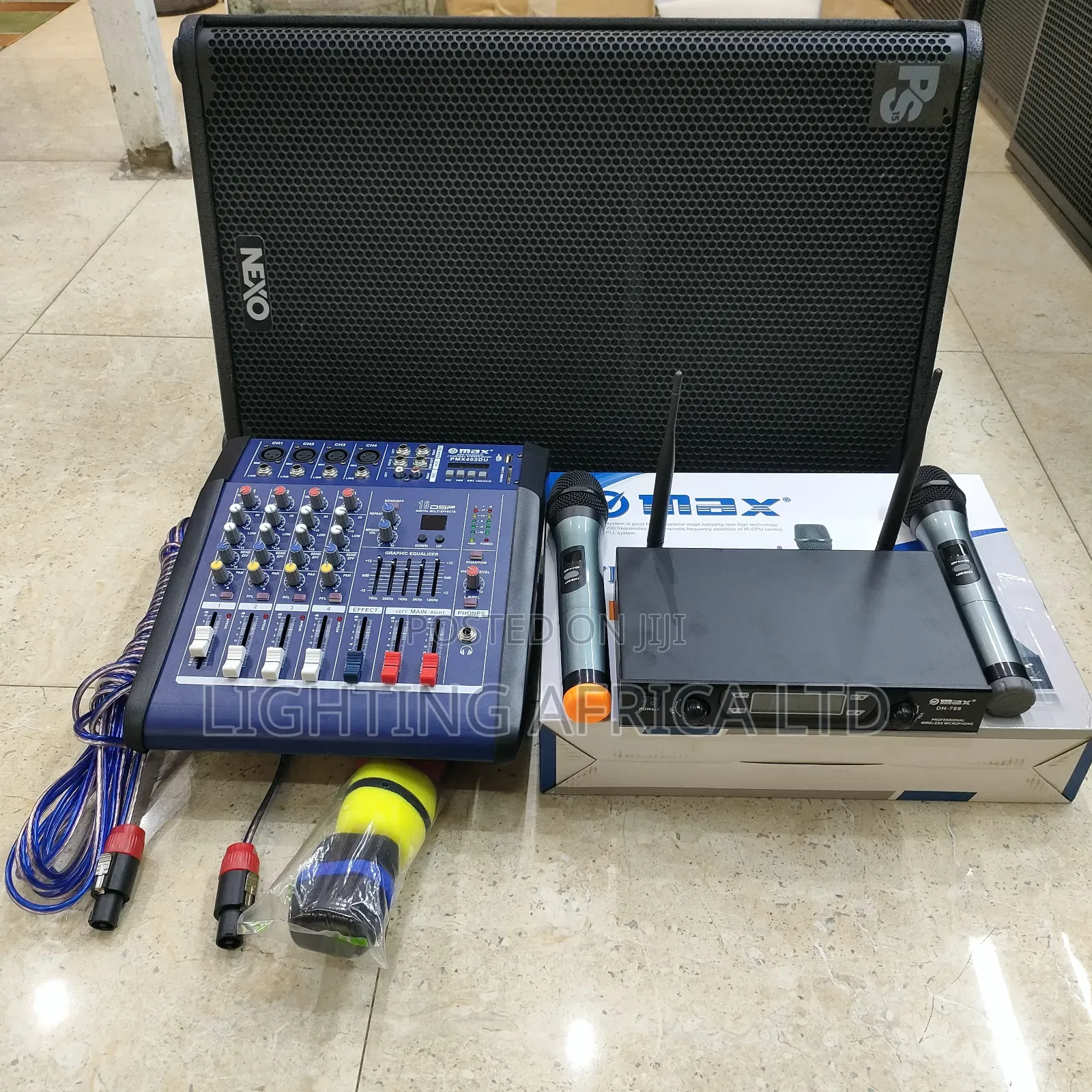 15" Nexo Speaker + 4ch Powered Mixer + Max Microphone