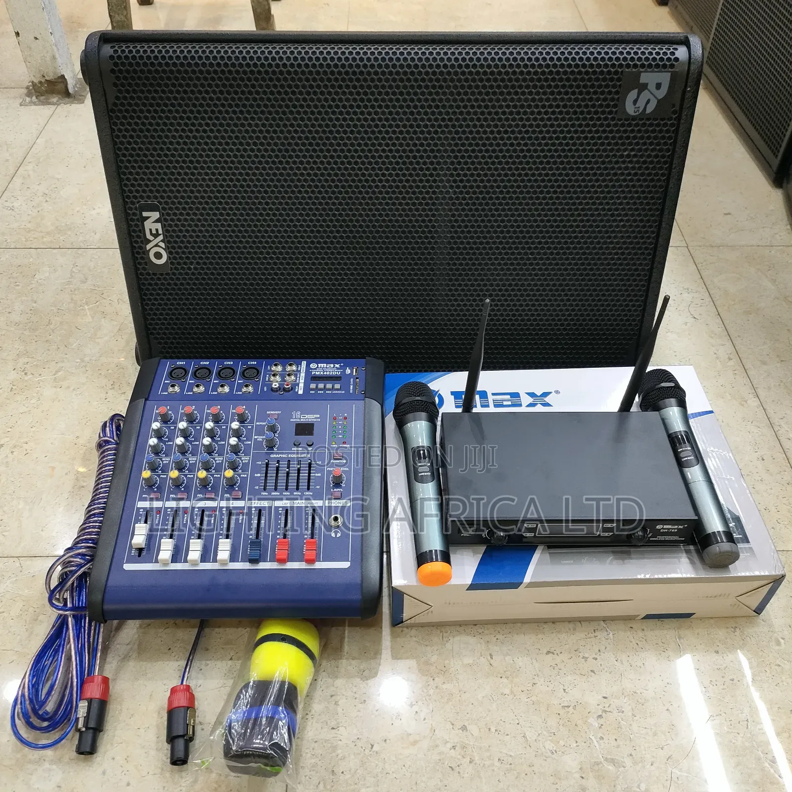 15" Monitor Speaker - Max Wireless Microphone - 4 Channels Mixer Kit