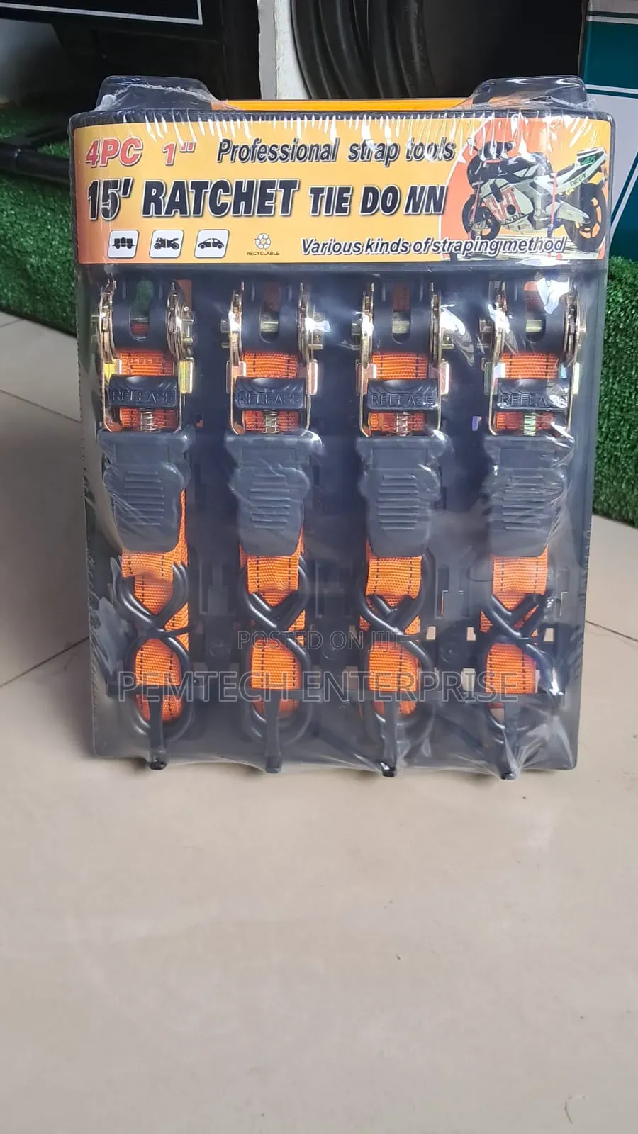 4pc 1" Professional Ratchet Straps
