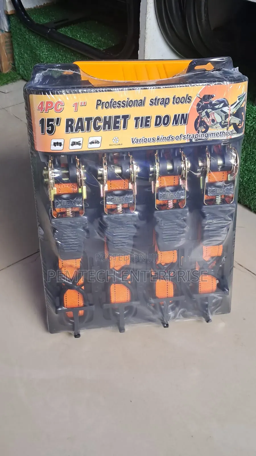 4pc 1" Professional Ratchet Straps