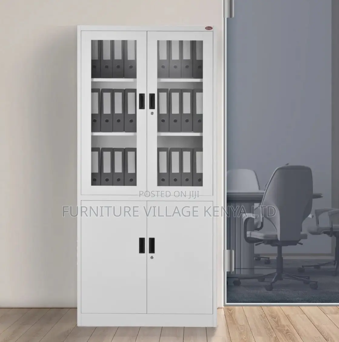 Cabinets: 2-Swing Door Display Metallic Office Cabinet